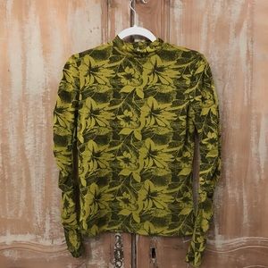 Zara Mock Neck Top with Sleeves, Size Medium